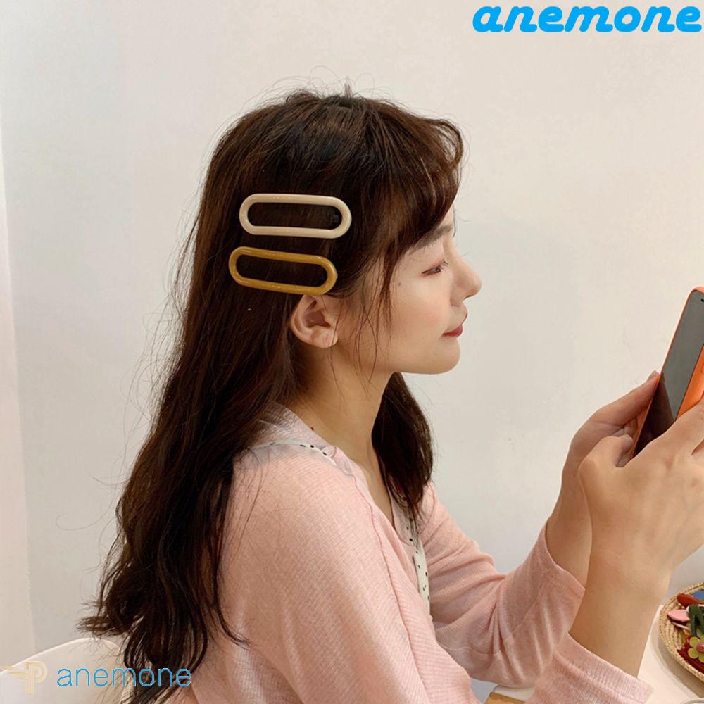 Kẹp Tóc Mỏ Vịt Hình Bầu Dục Bằng Nhựa Resin Nhiều Màu Dễ Thương Cho Nữ