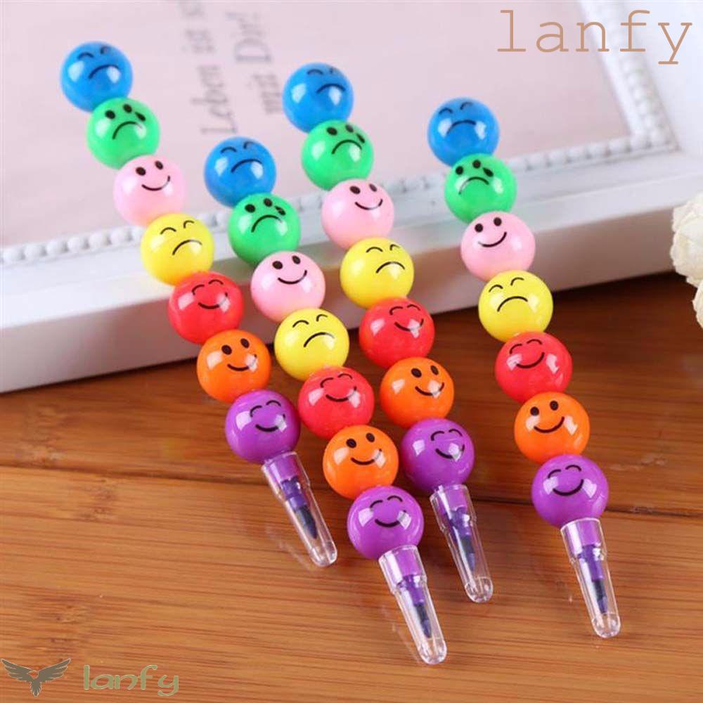 Bộ Bút Chì 7 Màu Hb Hình Mặt Cười Dễ Thương