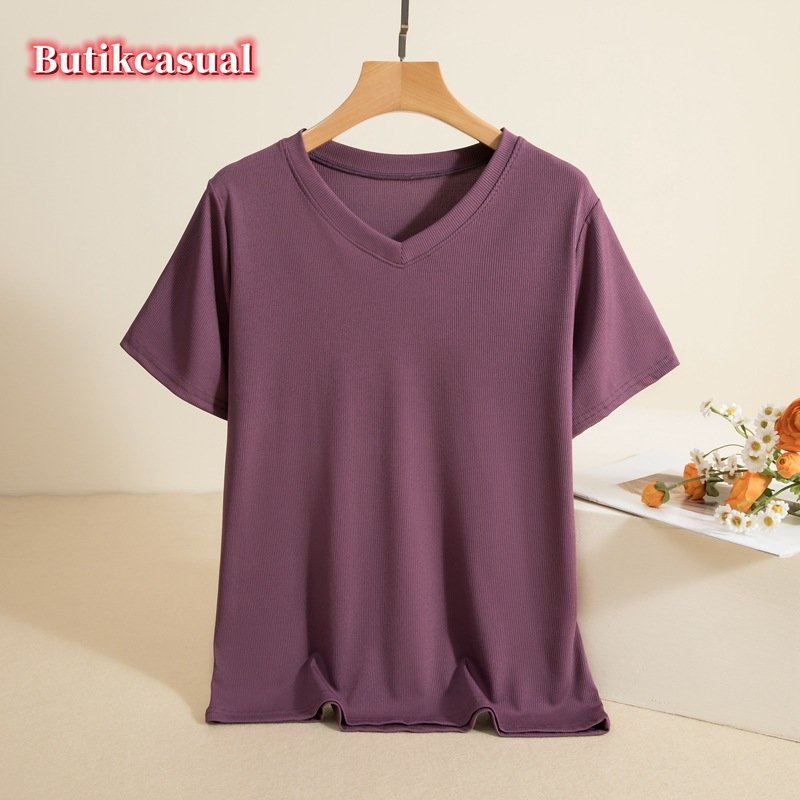 Áo Thun cotton Tay Ngắn Cổ Tròn Dáng Rộng Thời Trang Mùa Hè 2023 Cho Nữ