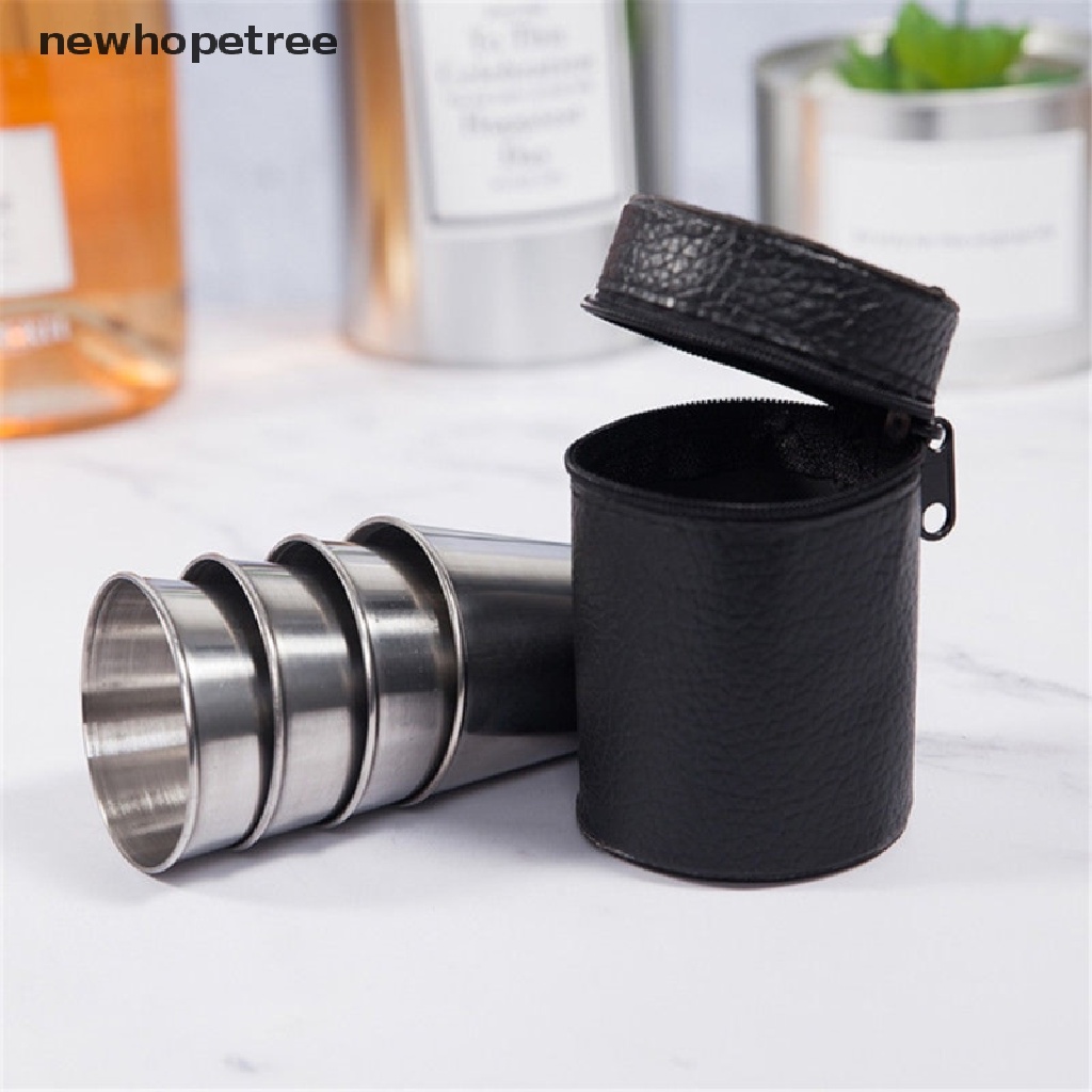 Set 4 Cốc Bằng Thép Không Gỉ Tiện Dụng Khi Đi Cắm Trại