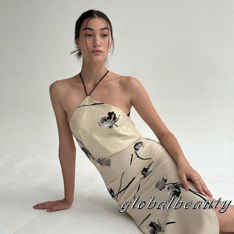 Đầm Dài Không Tay Họa Tiết Hoa Thời Trang Mùa Hè Cho Nữ