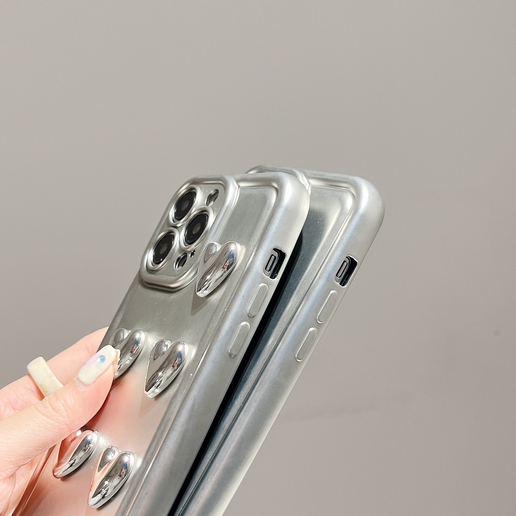 Ốp Điện Thoại TPU Mềm Mạ Điện Hình Trái Tim Đơn Giản Bảo Vệ Ống Kính Máy Ảnh Cho iPhone 14 13 12 11 PRO MAX