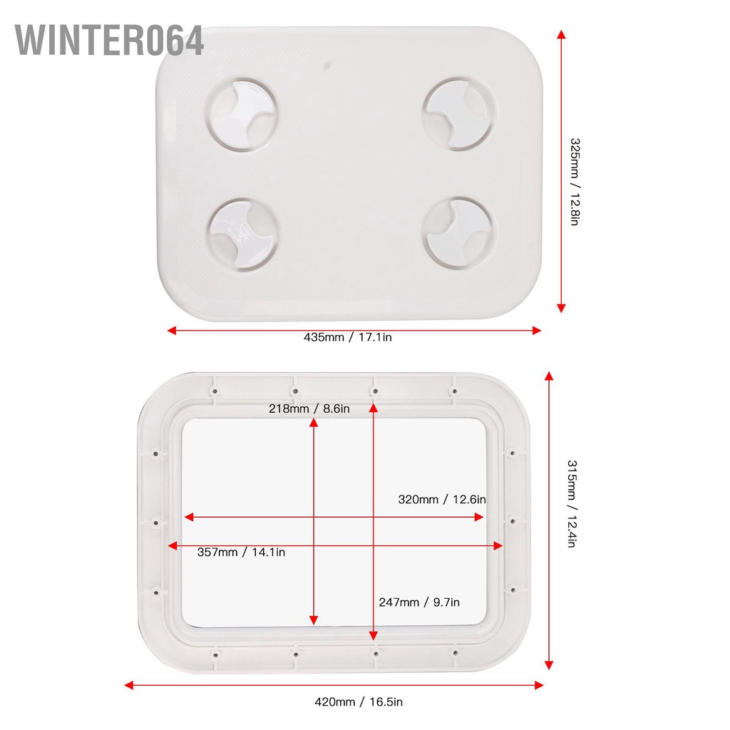 Winter064 Boat Hatch Square Deck Access with Lid 4 Công tắc quay Niêm phong mạnh 357x247mm Kích thước cắt ra để thông gió Kiểm tra hàng hải