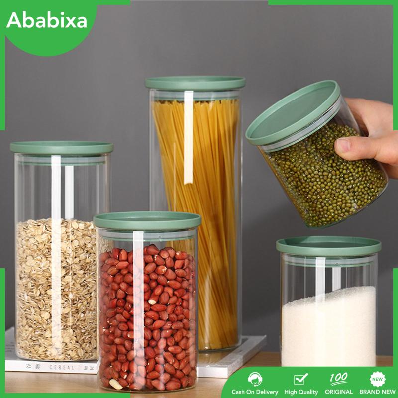 Bộ 5 Hũ Thủy Tinh Đựng Trà / Gia Vị Có Nắp Tre Tiện Dụng