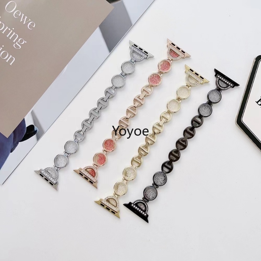 Dây Đeo Kim Loại Lấp Lánh 49mm 45mm 44 42 41 40 38mm Cho iWatch Series 8 Ultra 7 6 5 4 3 2 1 SE