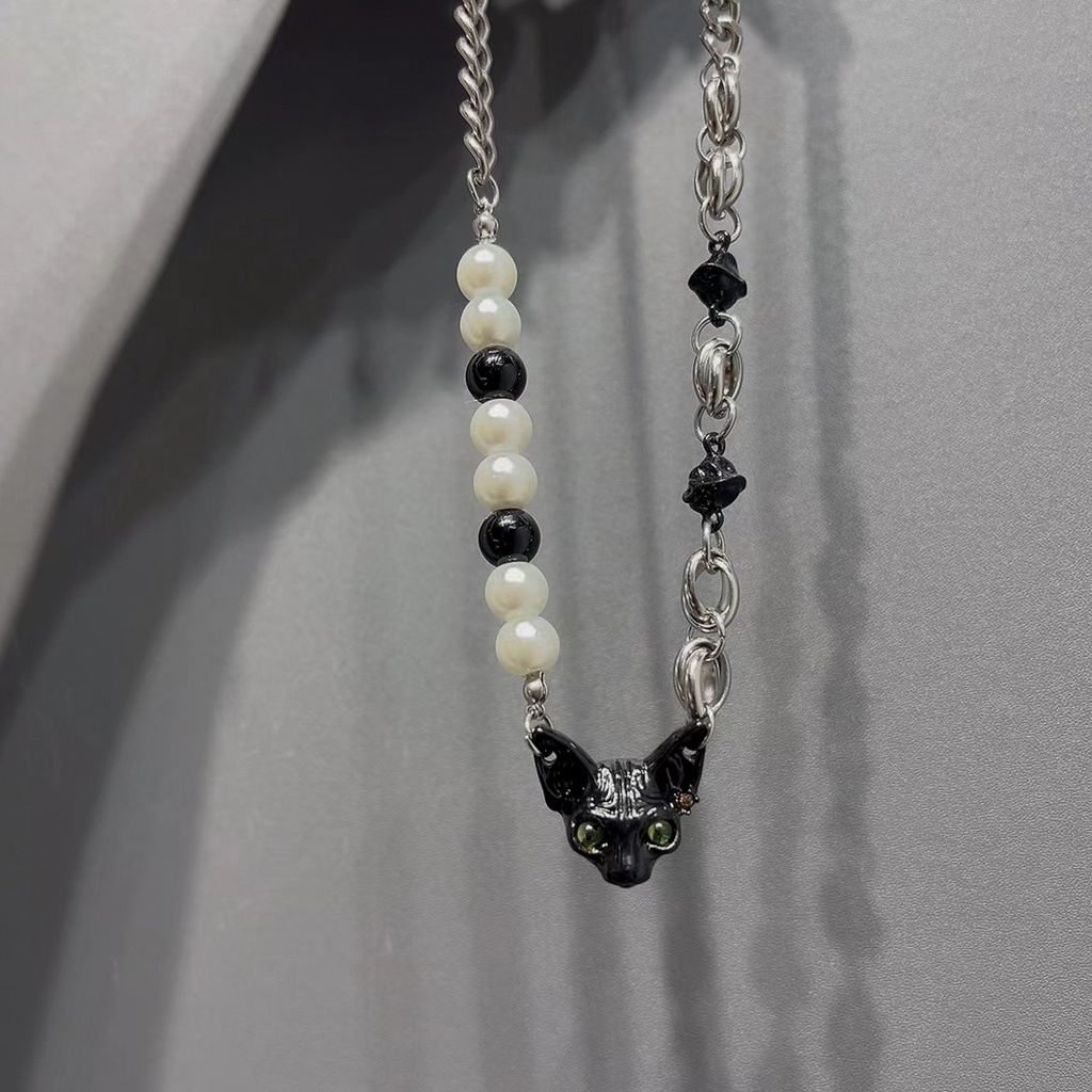 Vòng cổ Ngọc Trai Hình Mèo Phong Cách Hàn Quốc Thời Trang Cho Nữ