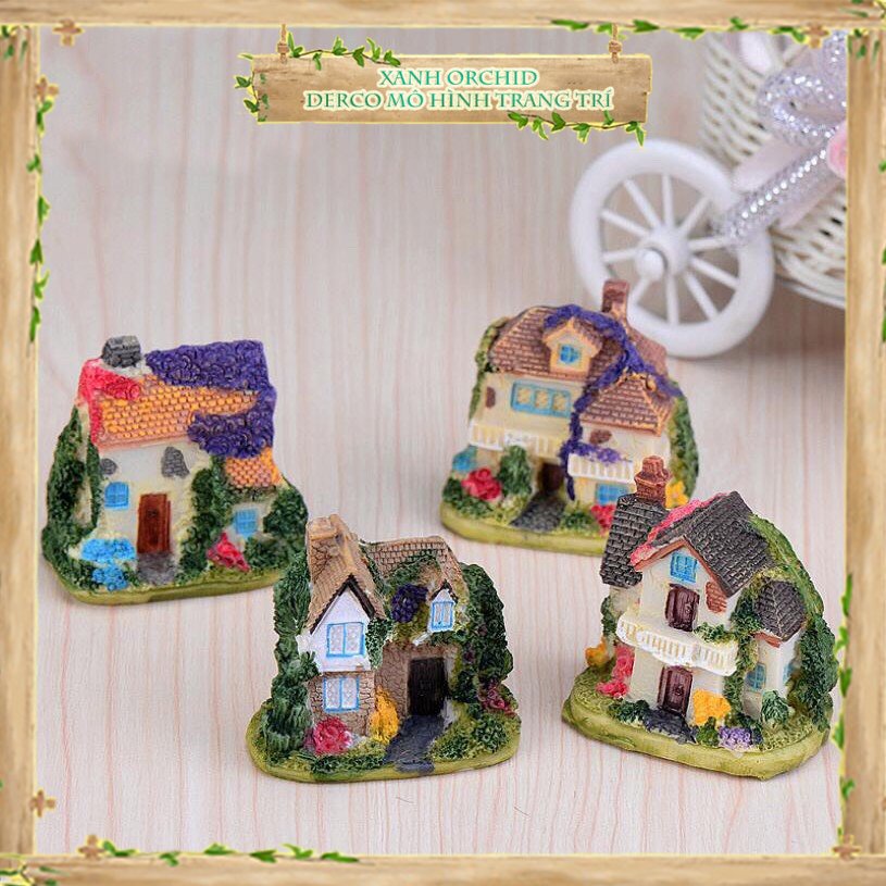 Mô Hình Tiểu Cảnh "Ngôi Nhà Châu Âu Mini" Trang Trí Sen Đá, Sân Vườn/ Chậu Cây, DYI, Terrarium