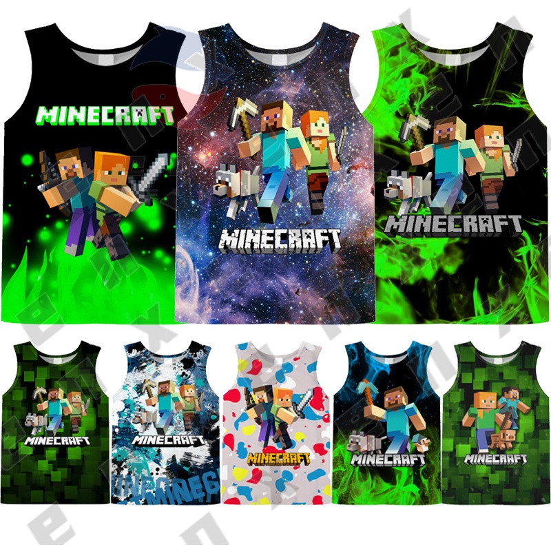 Áo Ba Lỗ In Hình Minecraft 3D Thời Trang Mùa Hè Dành Cho Trẻ 4-13 Tuổi