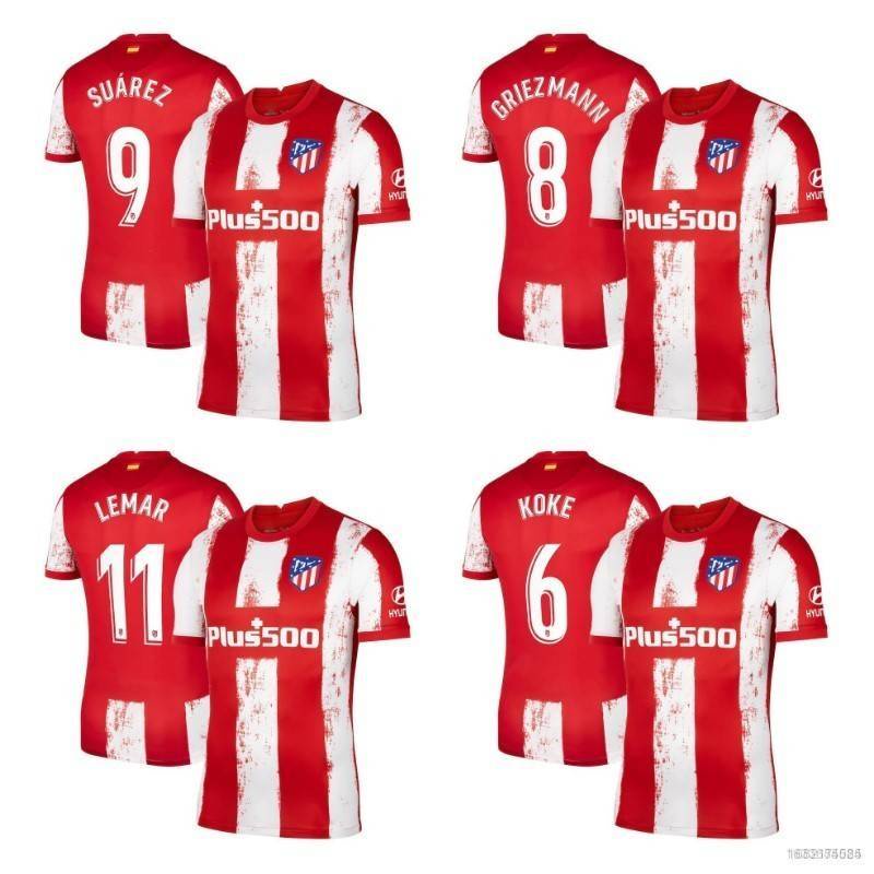 Si 2021-2022 Atletico Madrid Fc. Áo Thun Bóng Đá Dáng Rộng Đội Griezmann Suarez Koke Lemar plus