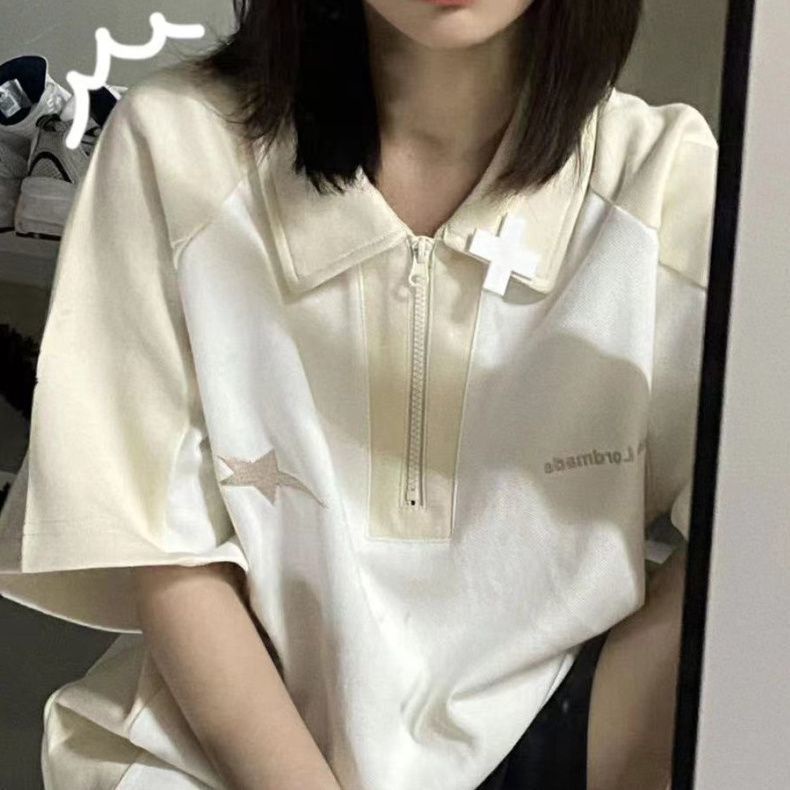 Áo polo Ngắn Tay Dáng Rộng Thiết Kế Mới Thời Trang Mùa Hè Theo Phong Cách Nhật Bản Cho Nữ