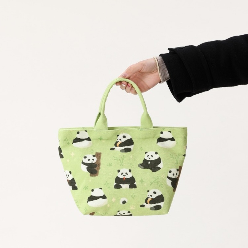 Túi Xách Canvas Họa Tiết Gấu Trúc Hoạt Hình Hàng Mới Dành Cho Học Sinh