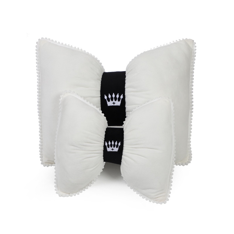 Plush Automotive Headrest Neck Pillow Creative Crown Automotive Waist Cushion Winter Soft Comfortable Warm Car Cushion Car headrests Waist Pillow  Car interior accessories