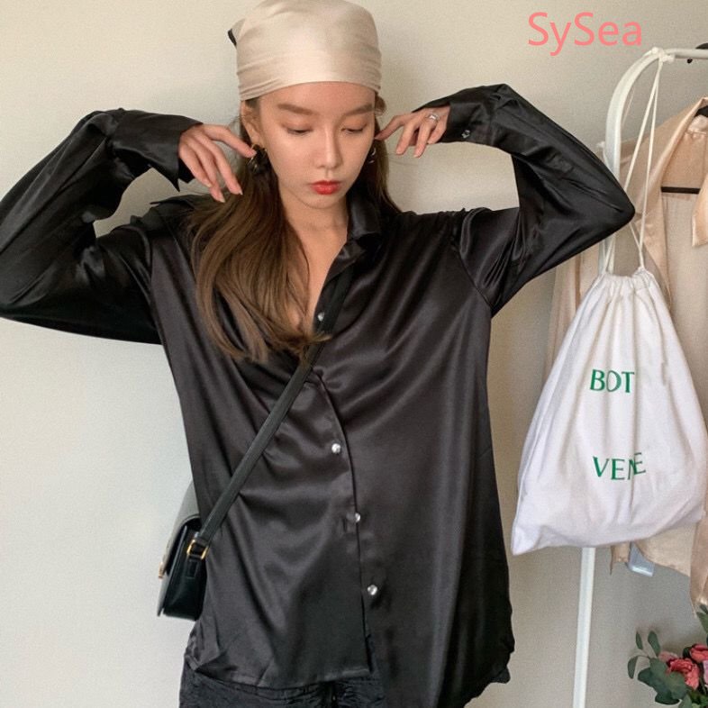 Áo Sơ Mi Satin Dài Tay Dáng Rộng Thời Trang Mùa Hè Hàn Quốc Dành Cho Nữ