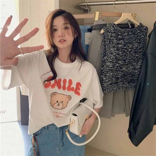 Áo Thun t-shirt Tay Ngắn In Hình Gấu xj-Geaisha Mùa Hè Hàn Quốc Cho Nữ