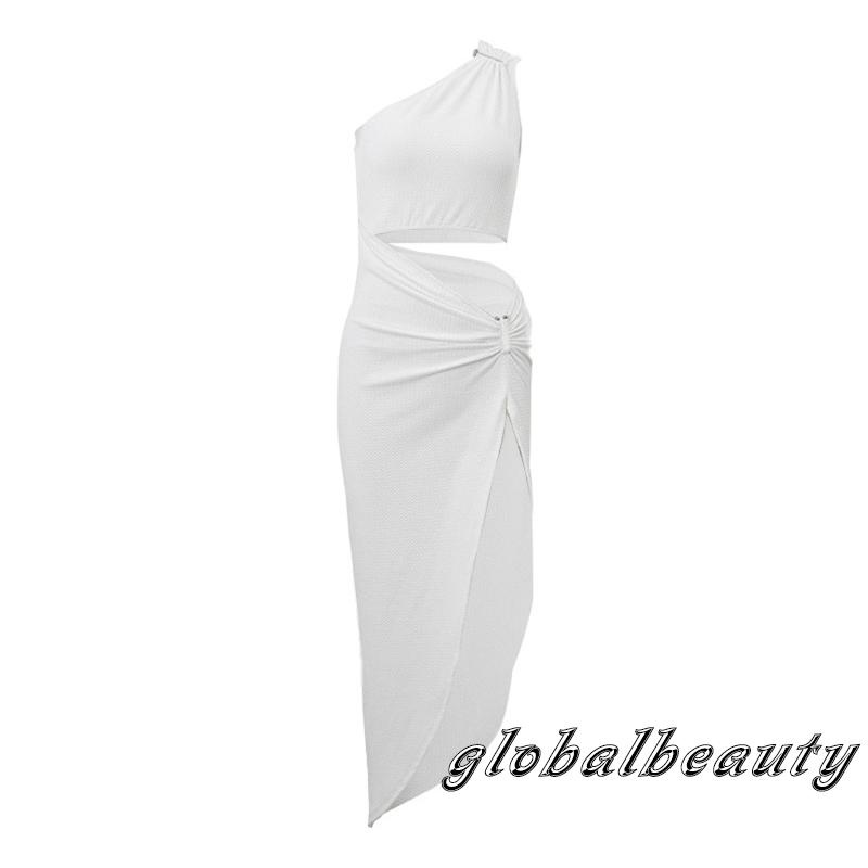 Gb-đầm Dài Ôm Dáng Màu Trơn Hở Vai Không Tay Xẻ Tà Giả Hai Mảnh Thời Trang Mùa Hè Cho Nữ