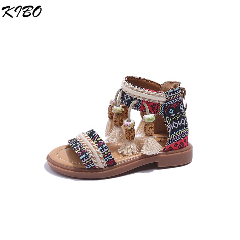 Sandal Đính Hạt Tua Rua Phong Cách Mới Cho Bé Gái