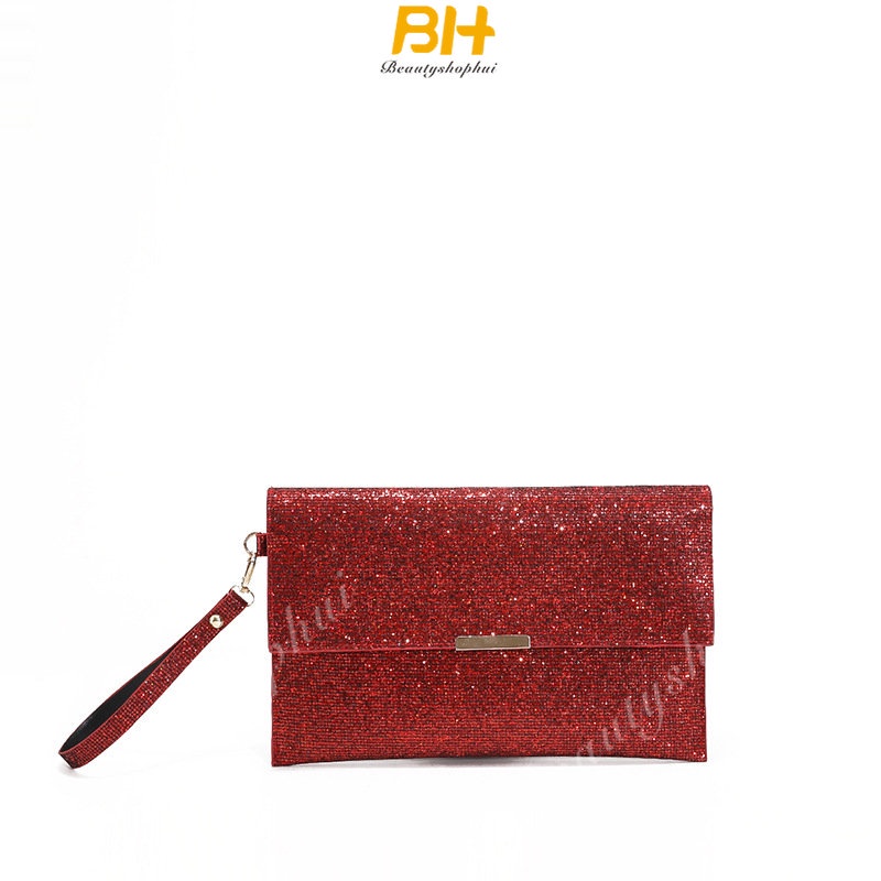 Túi Xách Tay Nữ Hình Bao Thư Đơn Giản Và Tiện Lợi Đính Kim Sa Mới