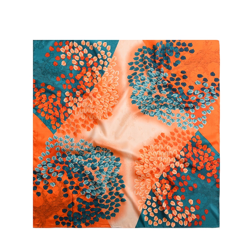 Khăn Quàng Cổ Lụa Hình Vuông 90 * 90cm In Họa Tiết Hoa Phong Cách Hàn Quốc Thời Trang Xuân Hè