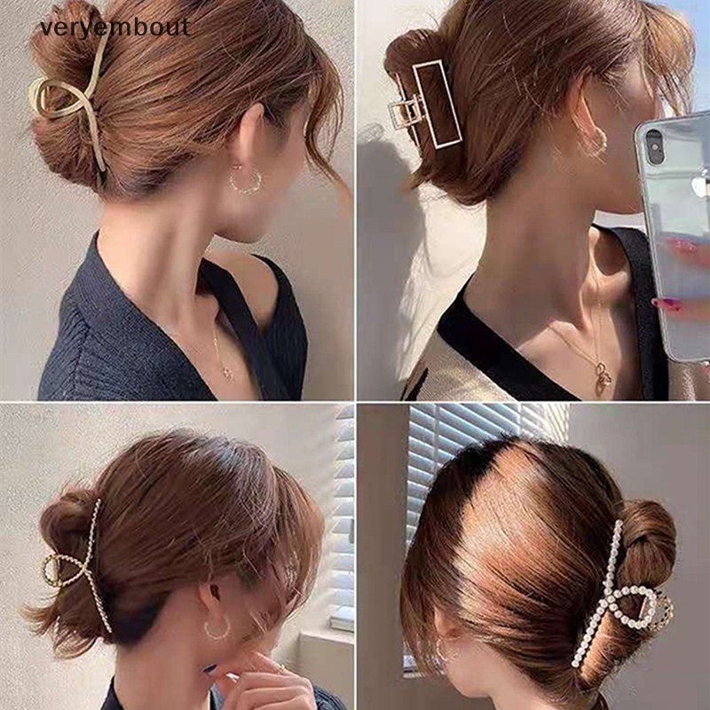 Kẹp Tóc Đính Ngọc Trai Bằng Kim Loại Thiết Kế Thanh Lịch Dành Cho Nữ