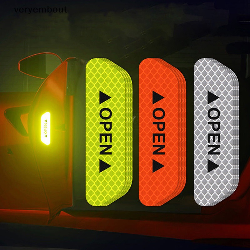 Bộ 4 Miếng Dán Phản Quang Cảnh Báo An Toàn Cho Cửa Xe Hơi / Xe Máy