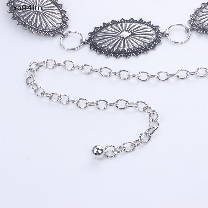 Thắt Lưng Dây Xích Kim Loại Mặt Oval Phong Cách Boho Cổ Điển Cho Nữ