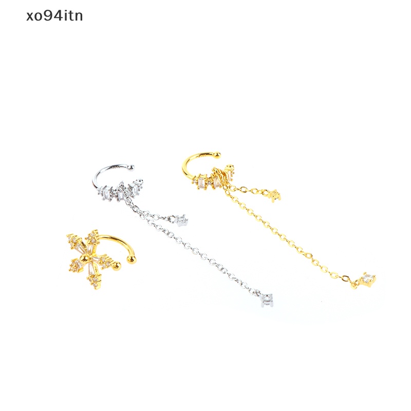 1 Khuyên Kẹp Vành Tai Hình Bông Hoa Đính Đá Thời Trang