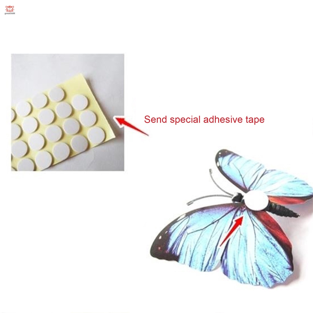 12 Sticker Dán Tường Họa Tiết 3D Hình Con Bướm Dùng Trong Trang Trí Phòng