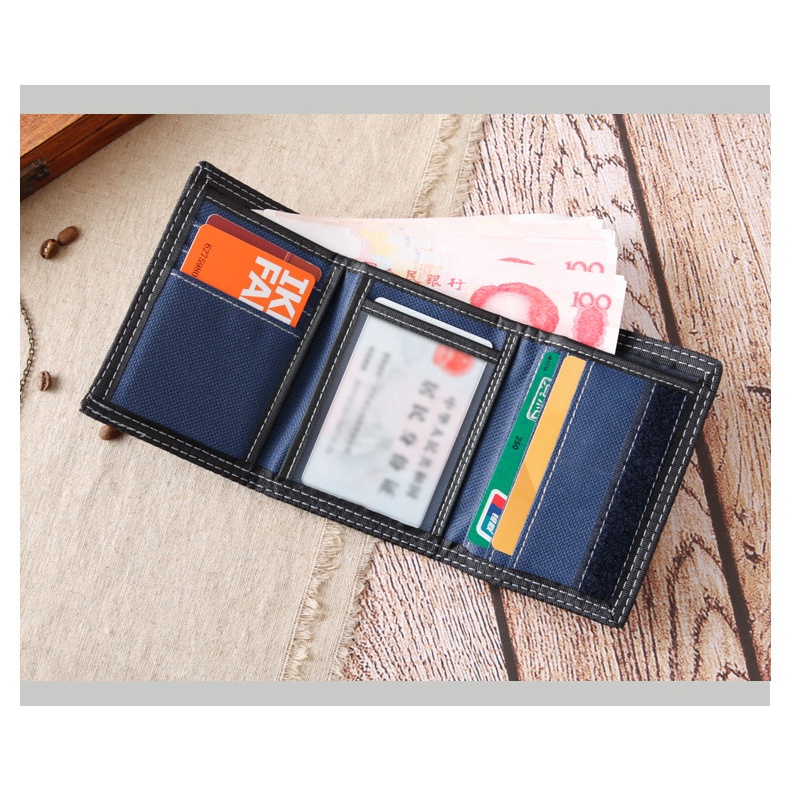 Ví Canvas Gấp Dáng Ngắn Có Khóa Kéo Thời Trang Cho Nam