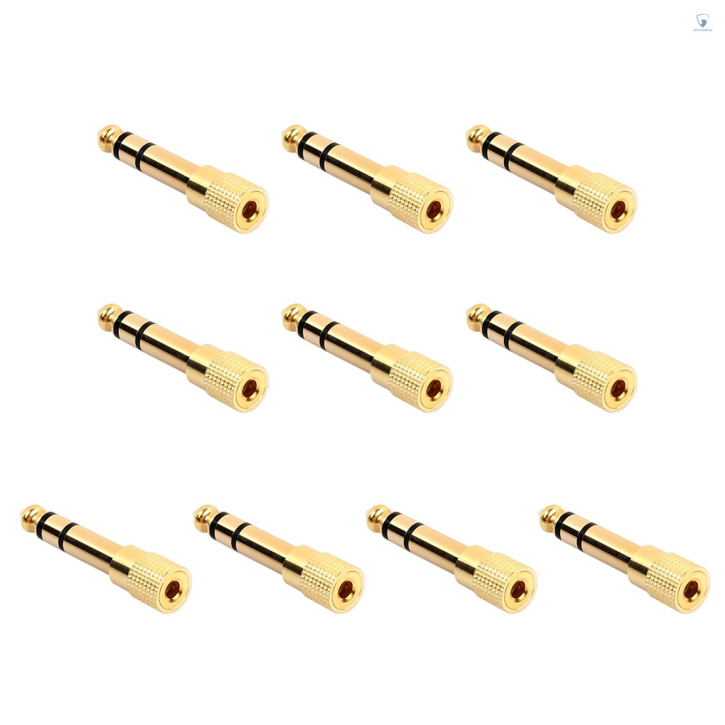 Set 10 Giắc Cắm Chuyển Đổi 6.35mm 1 / 4 '' Sang 3.5mm 1 / 8 '' Chuyên Dụng Cho Đàn Guitar Điện / Amp