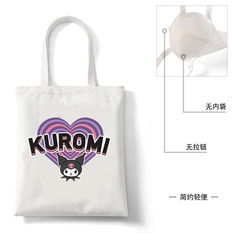 Túi Vải Canvas Họa Tiết Sanrio Cinnamoroll Kuromi Melody Dễ Thương