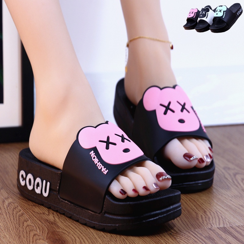 Dép nữ đi trong nhà đế dày tăng chiều cao họa tiết hoạt hình thời trang mùa hè cho AA6260