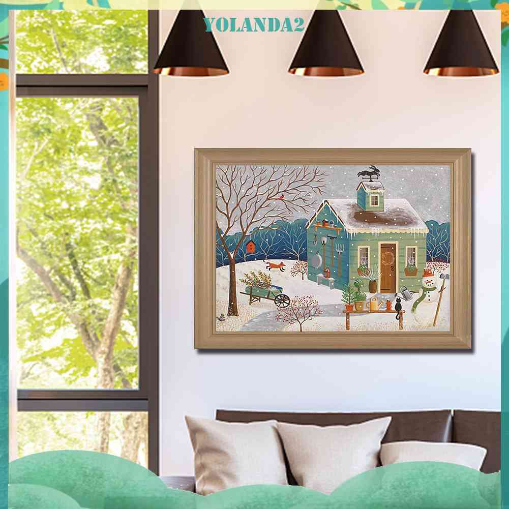 Bộ Tranh Đính Đá 5D DIY Hình Ngôi Nhà Tuyết Phủ Toàn Diện