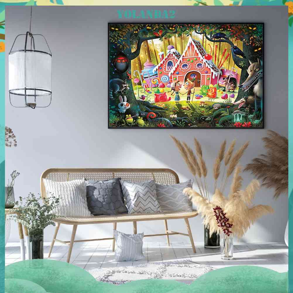 Bộ Tranh Đính Đá 5D Họa Tiết Ngôi Nhà Kẹo Alice Ở Xứ Sở Thần Tiên Độc Đáo