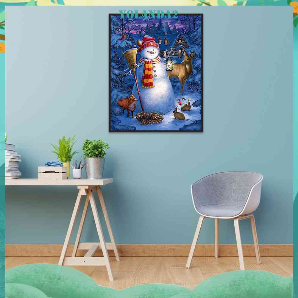 Bộ Tranh Đính Đá 5D Họa Tiết Người Tuyết / Lồng Đèn Độc Đáo DIY Dùng Trang Trí