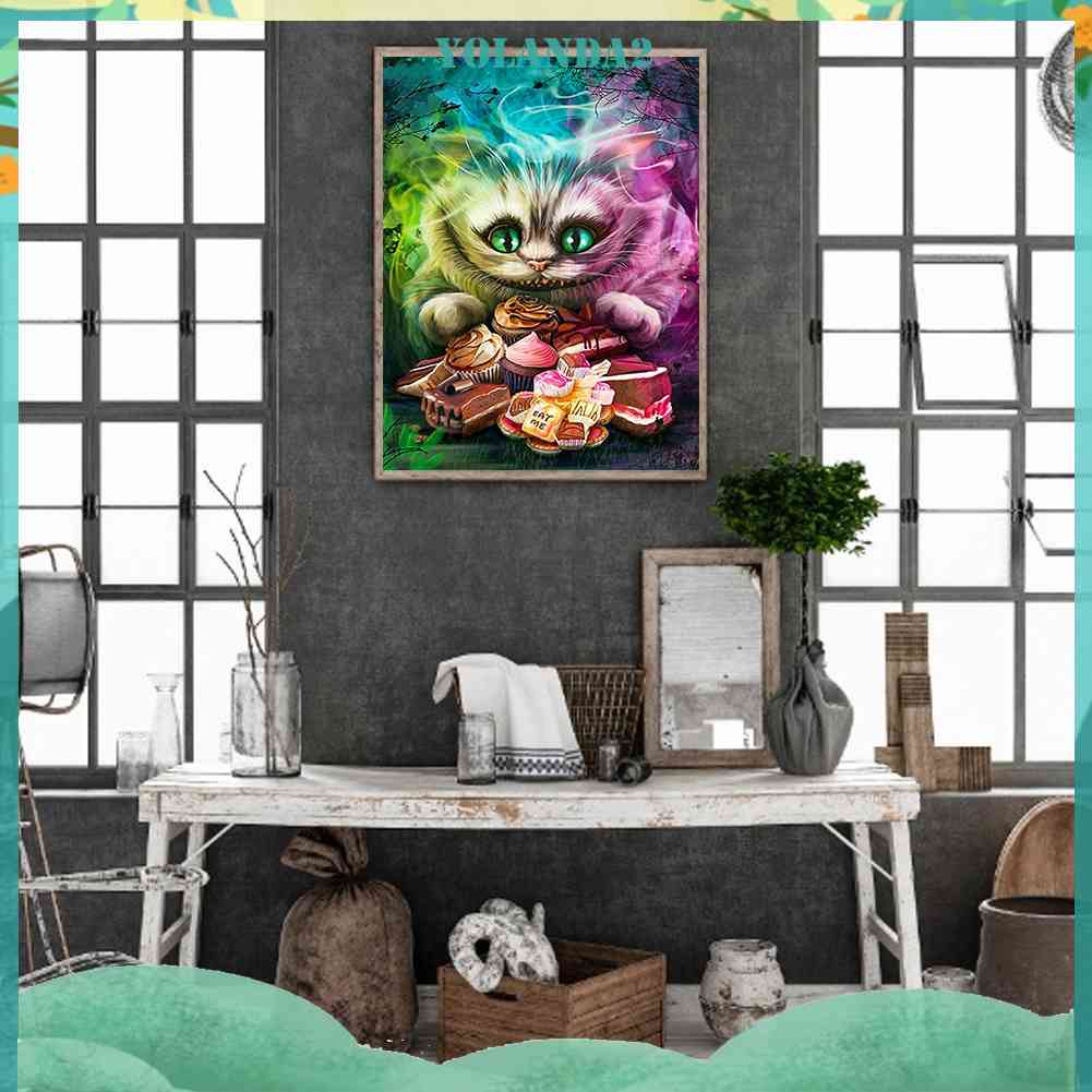 Bộ Tranh Đính Đá 5D Họa Tiết Chú Mèo Độc Đáo Diy Dùng Trang Trí Nhà Cửa