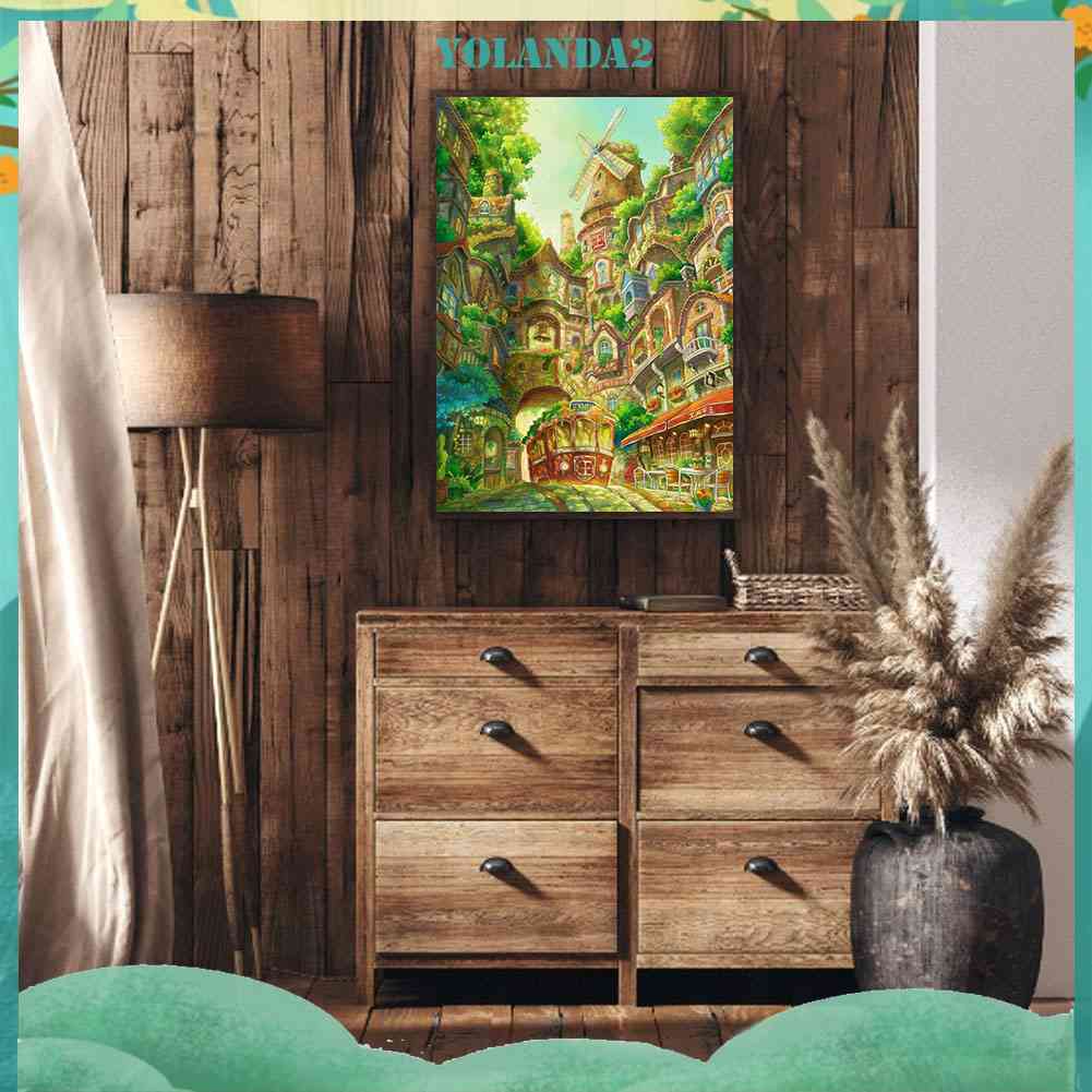 Tranh Đính Đá Kim Cương Toàn Bộ 5D DIY Hình Lâu Đài