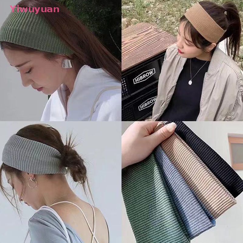 < Yiwuyuan > Băng Đô Dệt Kim Bản Rộng Màu Trơn Đơn Giản Thông Dụng Rửa Mặt Tập Thể Thao Yoga Giải Trí Mới Cho Nữ