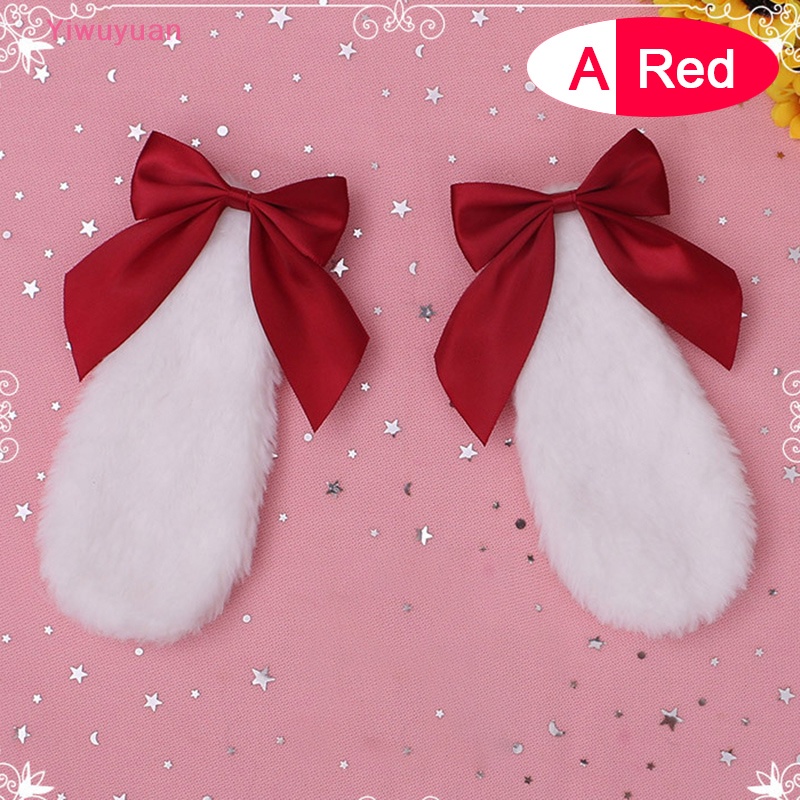 &lt; Yiwuyuan &gt; Kẹp Tóc Nơ Tai Thỏ Bông Dễ Thương Hóa Trang Lolita Mới