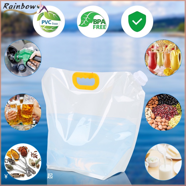 Set 4 Túi Đựng Nước Trong Suốt Dung Tích Lớn Có Tay Cầm Không Rò Rỉ Có Thể Gập Lại