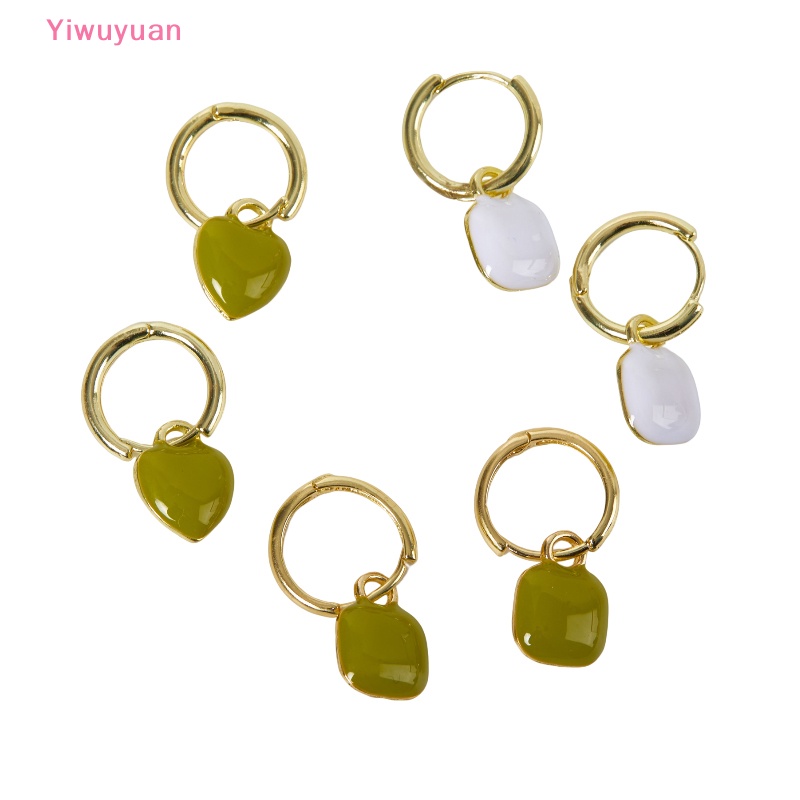1 Đôi Bông Tai Hình Vuông / Trái Tim Phong Cách Vintage Pháp Đơn Giản Ngọt Ngào Mới