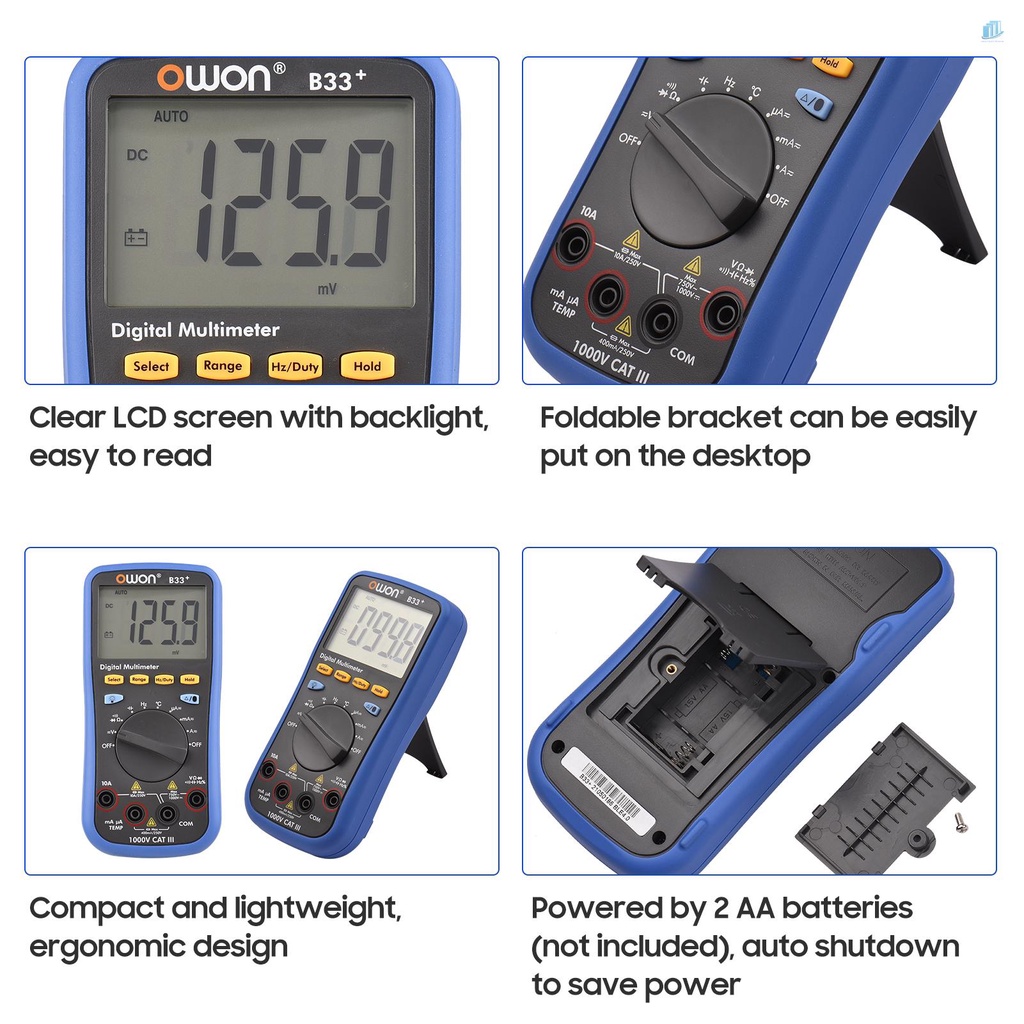 Vạn Năng Kế Kỹ Thuật Số B33 + OWON B33 + 3999 Đếm Tự Động Xoay (s2mwvn) OWON Có Màn Hình LCD AC DC