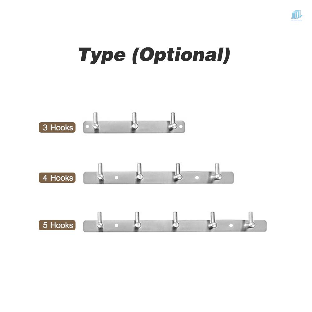 Móc Treo Đồ 4 Móc Bằng Thép Không Gỉ Gắn Tường Chịu Được Sức Nặng Cho Nhà Bếp / Phòng Tắm