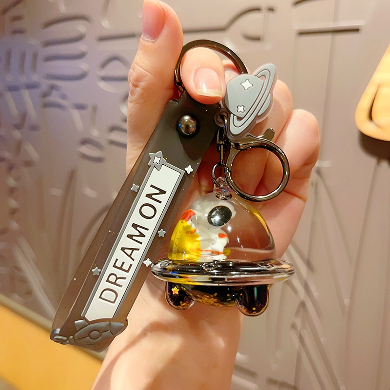 Móc Khóa Hình UFO Phi Hành Gia Hoạt Hình Màu Vàng Đen