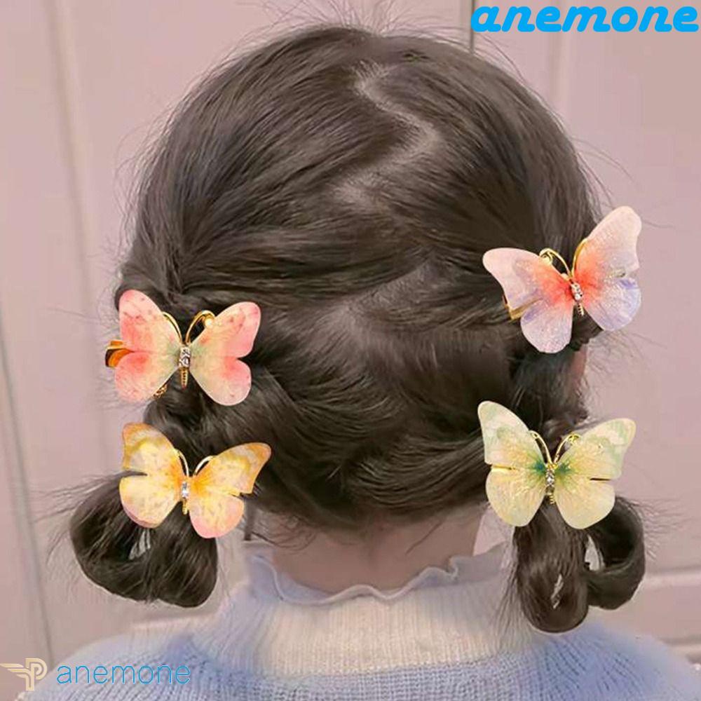 Bộ Kẹp Tóc Hình Bướm Hoạt Hình Bằng Hợp Kim Dễ Thương Dành Cho Bé Gái