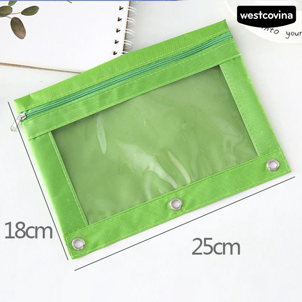 [COD]♪Túi Đựng Bút 3 Lỗ Bằng Vải Oxford Trong Suốt Có Khóa Kéo Tiện Dụng Cho Trường Học / Văn Phòng