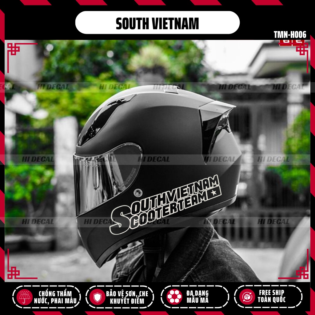 Tem dán xe máy southvietnam scooterteam viền trắng đen | TMN-H006 | Decal dán xe cao cấp chống nước chống phai màu
