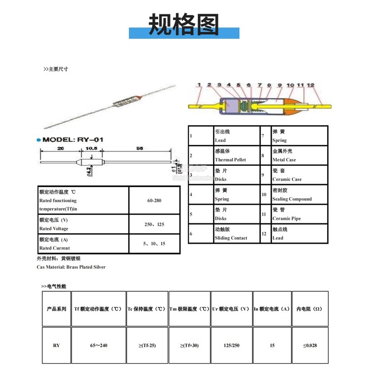 Cầu Chì Cách Nhiệt RY-142 172 185 240 Độ 10A 250V