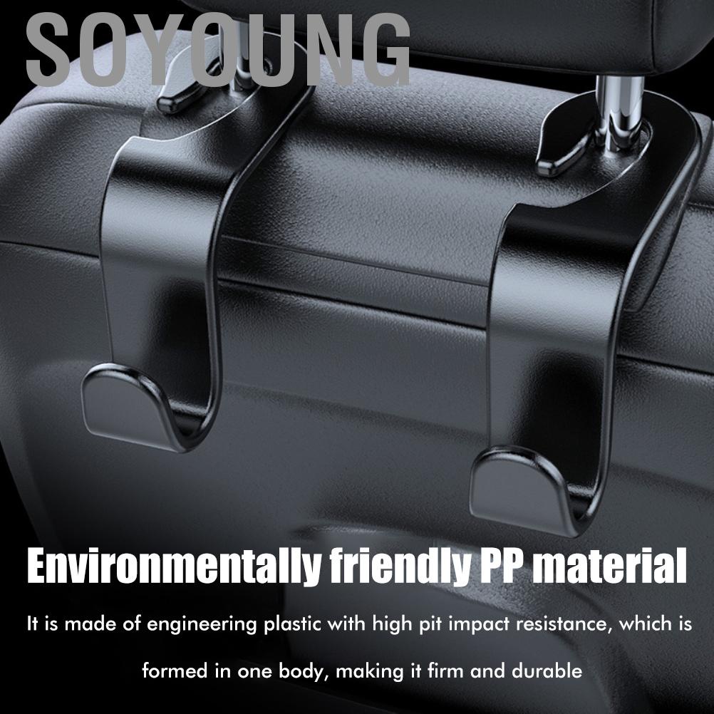 Soyoung 4Pcs Car Seat Headrest Hooks Back Hanger Storage Organizer for Handbag Purse Coat Clothes Grocery Bags