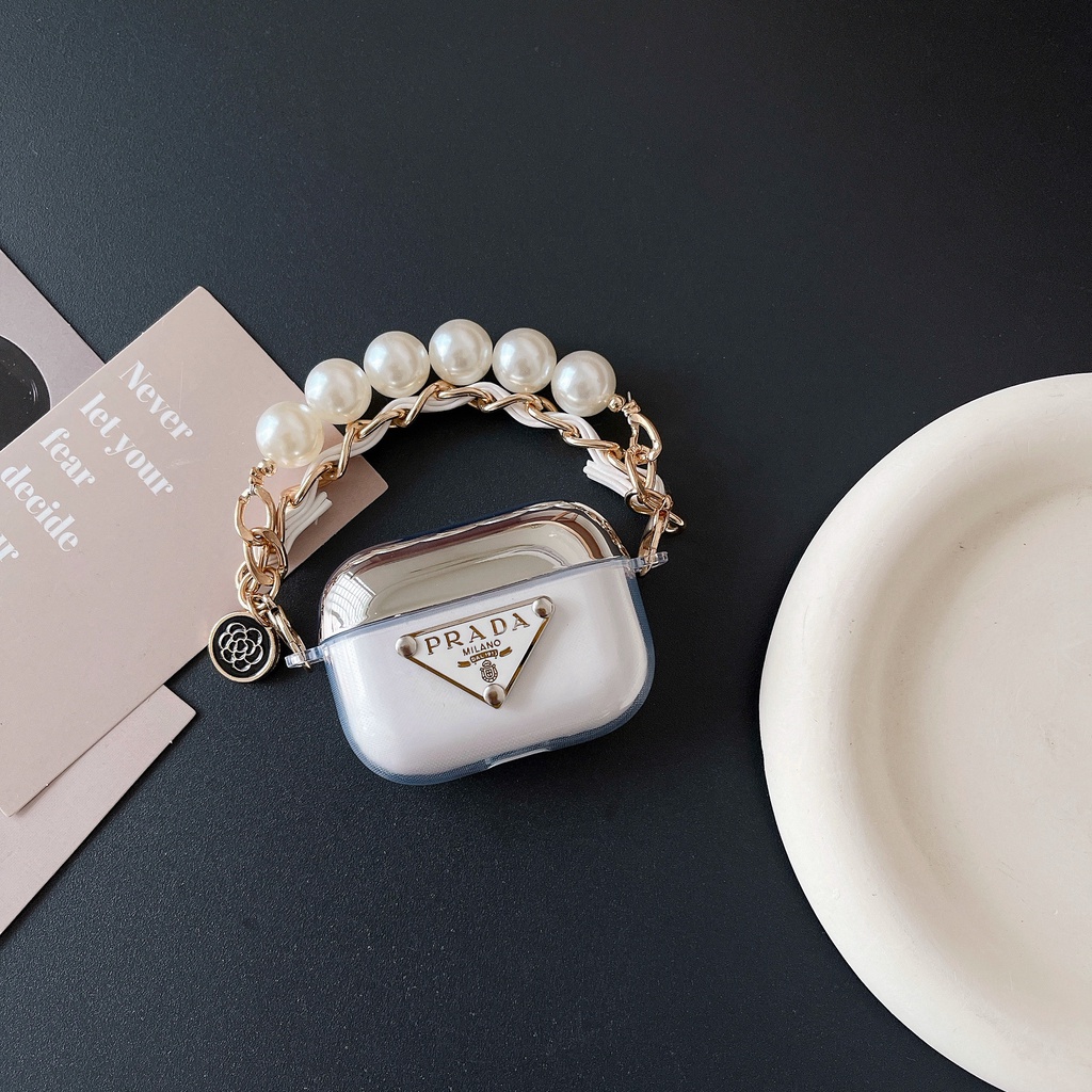 Vỏ Bảo Vệ Hộp Sạc Tai Nghe AirPods 1 / 2 / 3 Pro2 2022 Bluetooth Không Dây Bằng tpu Mềm Trong Suốt Chống Trầy Hình Tam Giác Màu Trắng Đen 3D Thời Trang