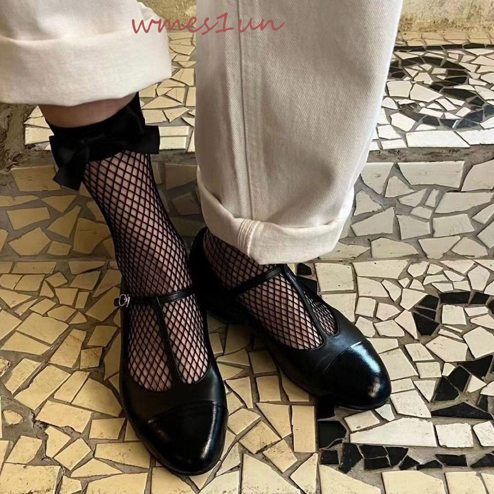 Tất Lưới Đính Nơ Phong Cách Lolita Hàn Quốc Dễ Thương WMES15H Cho Nữ